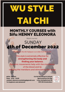 Poster van de Wu-stijl Tai Chi mini workshop zondag 27 november 2022